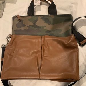 Coach camo/brown leather bag